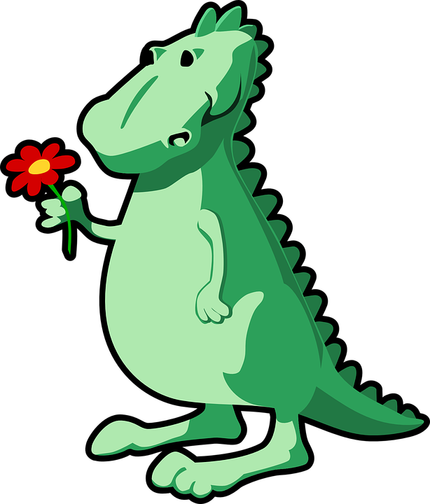 dino avec fleurs